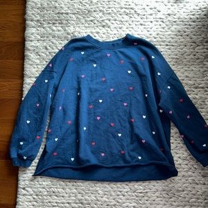 oversized navy heart crew neck